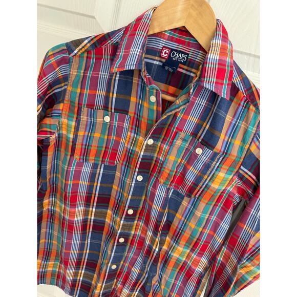 CHAPS Boys Multicolored Plaid Button Up Shirt Size Medium 10-12 SOFT - Picture 4 of 7